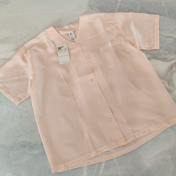 NWT Silk Pajama Set | Vintage Orange Striped Shorts + Pants - Picture 2 of 5